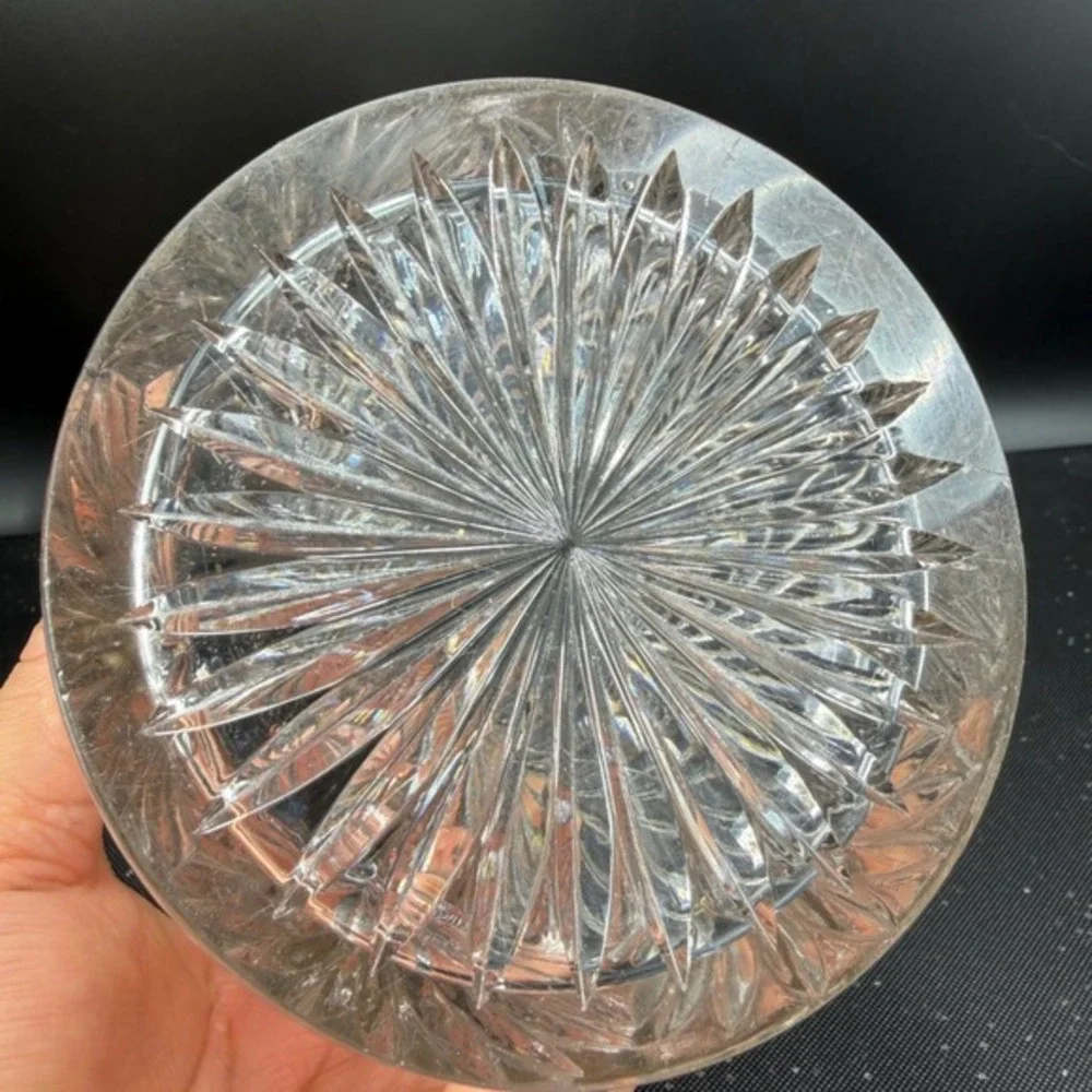 Antique Manganese UV Glow Glass Vase‎ Scalloped Rim Diamond Fan Pattern PENNOVA